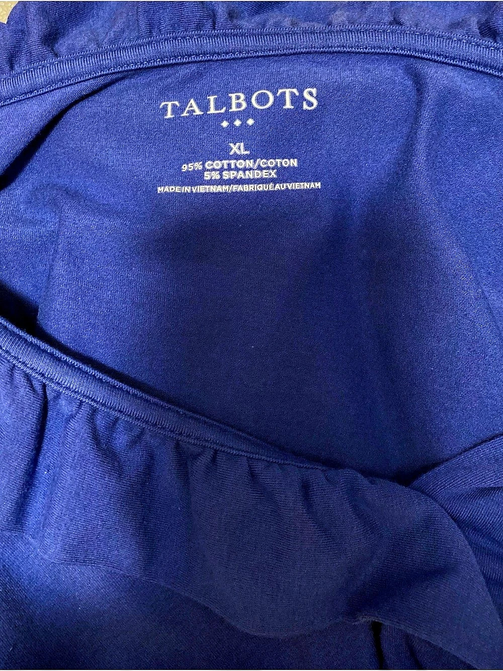 Talbots Blue Ruffle Neck Long Sleeve Tunic XL Like New - Picture 3 of 3